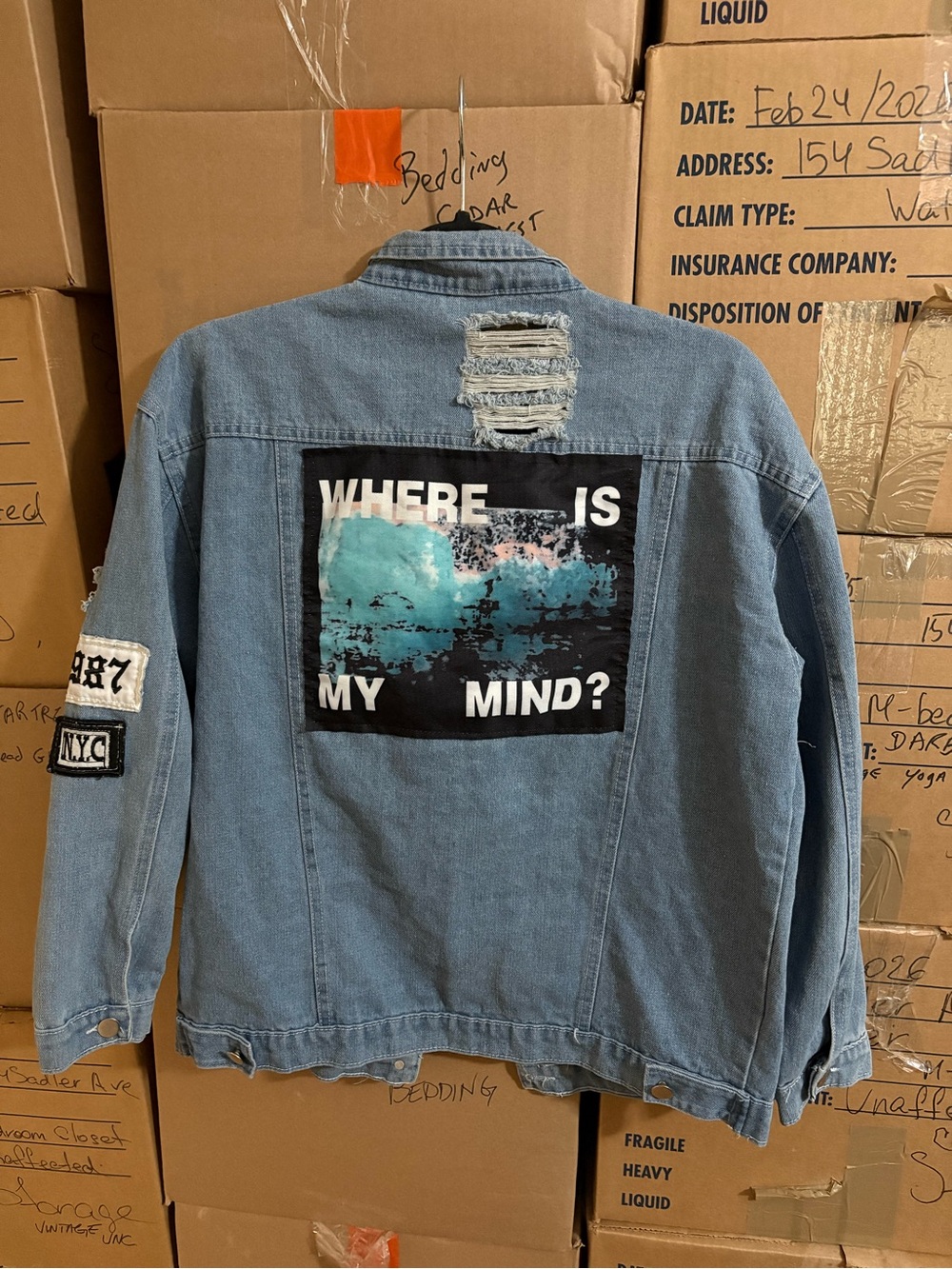 Jin’s “Where is My Mind” Distressed Denim Jacket